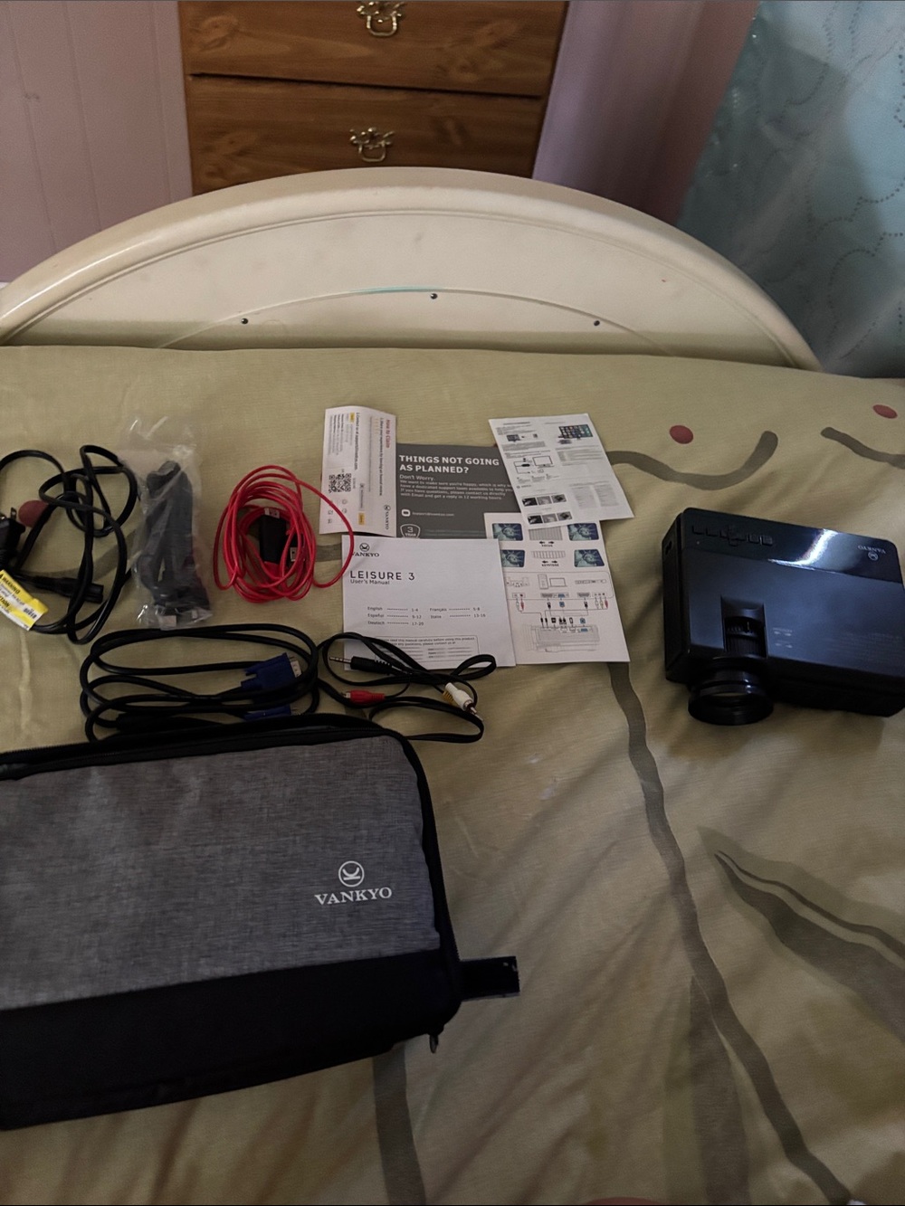 Leisure 3 Portable Projector in Black with Gray Carry Case